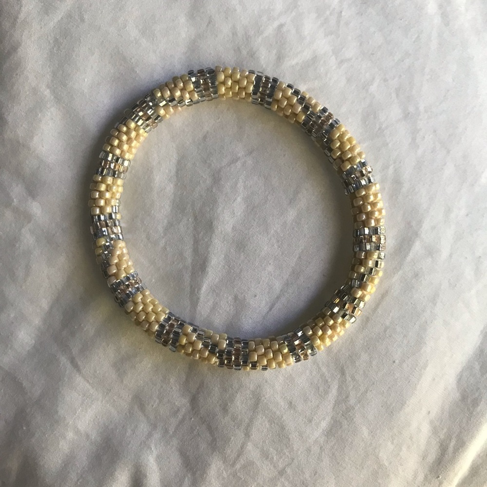 Cream and Silver Bracelet